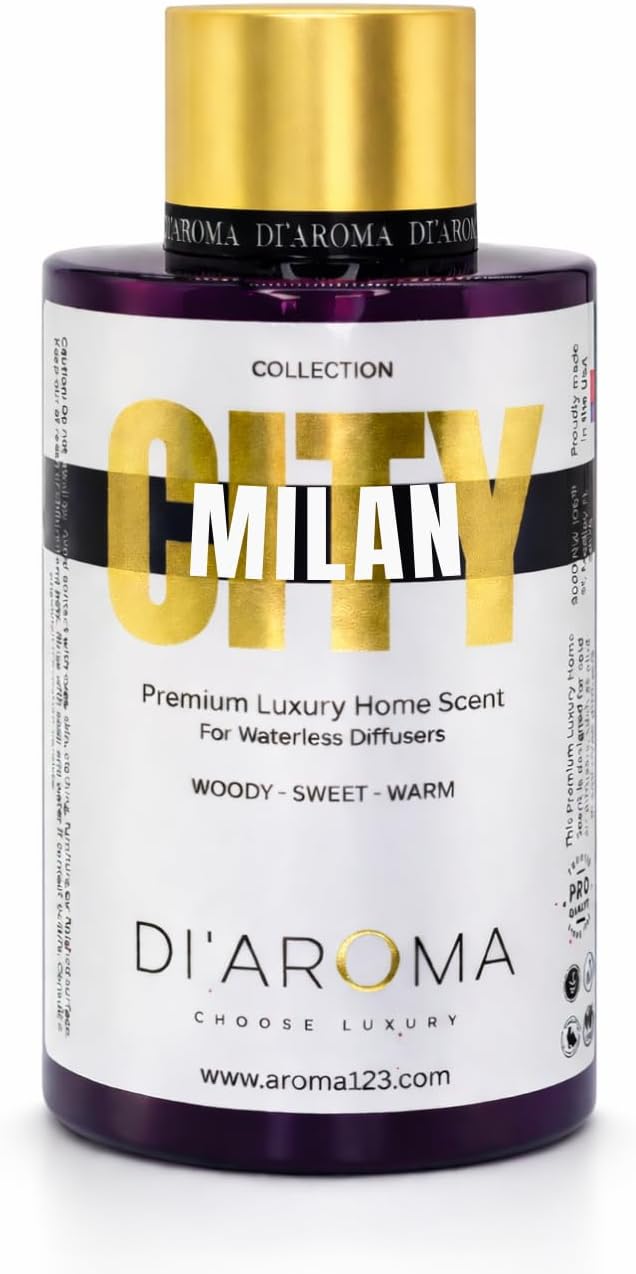 Di'Aroma Milan Aroma Oil Blend 120ml – Premium Diffuser Oil for Home, Waterless & Essential Oil Diffusers, Long Lasting Home Fragrance, City Collection, Made in USA (120ml, Milan)