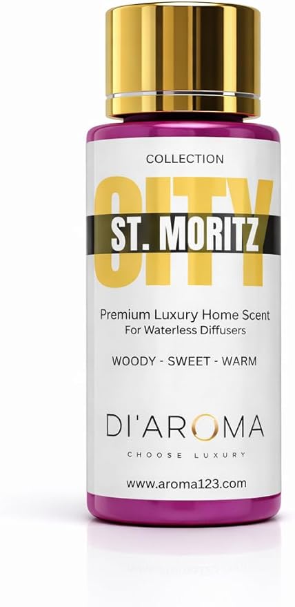 Di'Aroma Aroma Oil Blend St Moritz 60ml 2 Fl Oz – Premium Diffuser Oil for Home, Waterless & Essential Oil Diffusers, Long Lasting Home Fragrance, City Collection, Made in USA (2 Fl Oz, St Moritz)