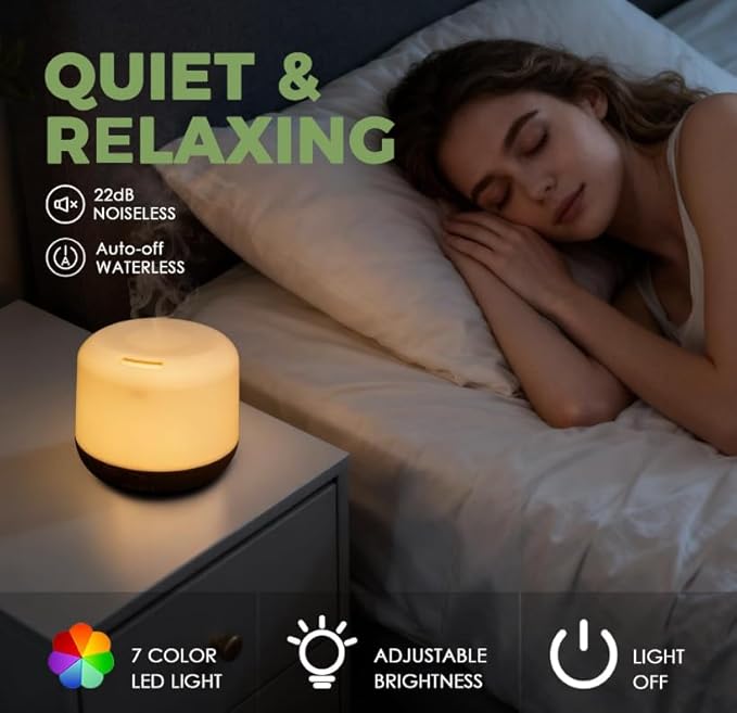 500ML Aromatherapy Essential Oil Home Diffuser with Remote Control, Large Room Cool Mist Air Humidifier for Relaxing Atmosphere in Home Office Bedroom
