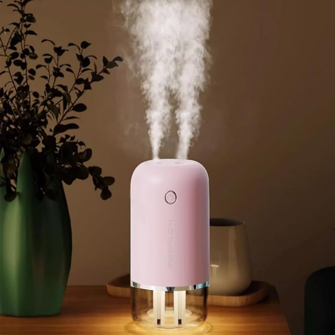 Cool Mist Humidifiers USB Desktop Humidifier with Night Light with 3 Mist Modes Low Energy Home Easy to Clean,for & Essential Oil Diffuser 360 Rotation Nozzle(Sakura Powder)