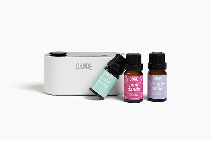 CE CRAFT Waterless Travel Diffuser Gift Set - Rechargeable Diffuser for Aromatherapy - Includes 3 Fragrance Oils - Fragrance Dispenser for Office and Home - Floral, White