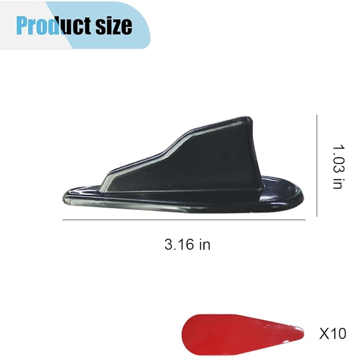 10PCS Rear Diffuser Car Shark Fin Spoiler Kit, Black Mini Spoiler Roof Wing, Auto Rear Tail Wing Compatible with Air Vortex Generator, Universal Car Decoration Accessories (Black)