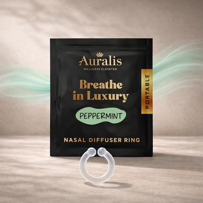 Auralis Discovery Set – Nasal Diffuser Rings for Aromatherapy | Silicone Essential Oil Inhaler | 5 Scents: Eucalyptus, Lavender, Peppermint, Lemon & Tea Tree | Calm & Focus