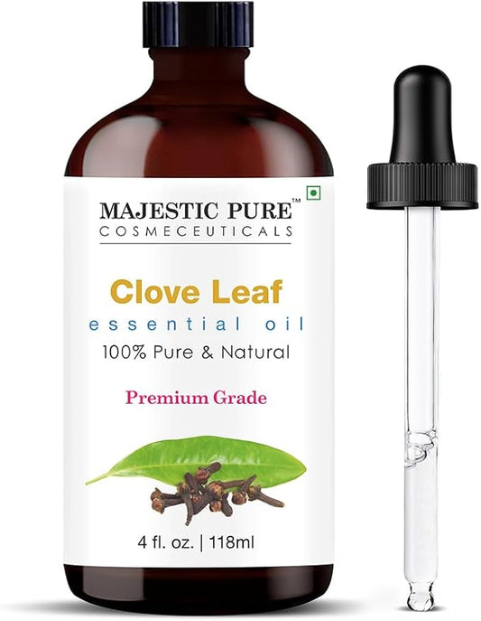 Majestic Pure Essential Oil with Glass Dropper - 100% Pure and Natural - Essential Oils for Diffuser, Aromatherapy, Soap and Candle Making, Clove Essential Oil, Clove Oil, 4 Fl Oz