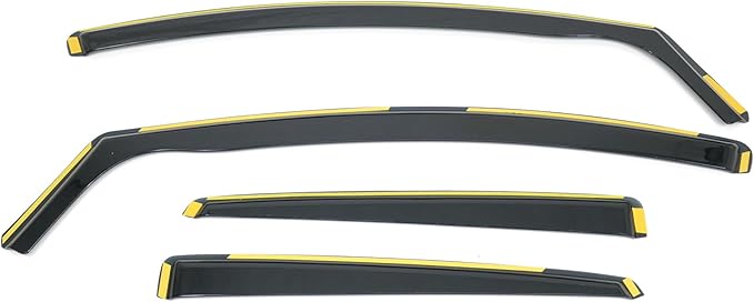 IKON MOTORSPORTS in Channel Window Visors Compatible with 2012-2018 Ford Focus Sedan & Hatchback, in Channel Style Injection PC Black Rain Guards, Side Window Wind Deflectors 4PCS