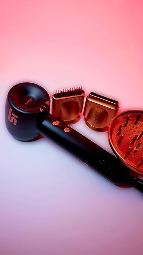 Supreme Trimmer Hair Dryer Negative Ion 110,000 RPM | Fast Drying & Low Noise Blow Dryer 1400W Brushless Motor | Magnetic Attachments, 3 Heat & 3 Speed Settings + Cool Shot | SHD347 Black