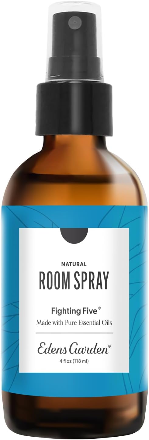 Edens Garden Fighting Five Natural Room & Linen Spray – 100% Pure Essential Oil Room Mist for Odor Removal & Plant-Powered Freshness – Non-Toxic, Long-Lasting Air Freshener for Home, 4 fl oz (118 ml)