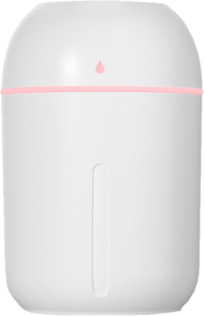 Mini USB Humidifier - Large Capacity, Ultra-Quiet 20dB, 2 Modes (Continuous/Intermittent) with Anti-Dry Burn & Night Light, Nano Mist for Room/Car/Office Desk (<10㎡) (White, 330ml)