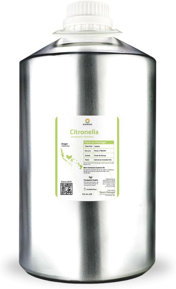 Citronella Essential Oil - Direct from Central Java, Indonesia - Pure Essential Oil for Diffusers and Aromatherapy | 100% Pure Therapeutic Grade (22LBS)