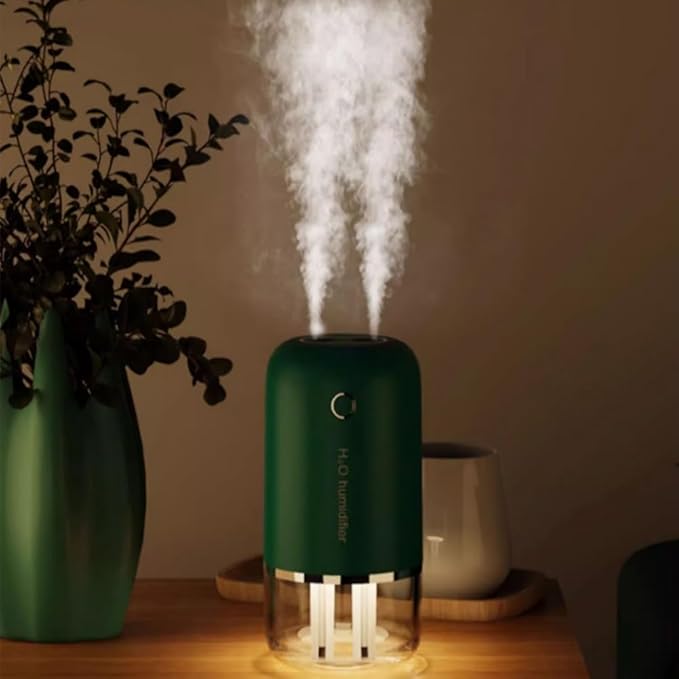 Cool Mist Humidifiers USB Desktop Humidifier with Night Light with 3 Mist Modes Low Energy Home Easy to Clean,for & Essential Oil Diffuser 360 Rotation Nozzle(Retro Green)