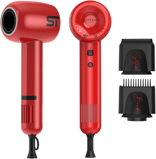 Supreme Trimmer Hair Dryer Negative Ion 110,000 RPM | Fast Drying & Low Noise Blow Dryer 1400W Brushless Motor | Magnetic Attachments, 3 Heat & 3 Speed Settings + Cool Shot | SHD347