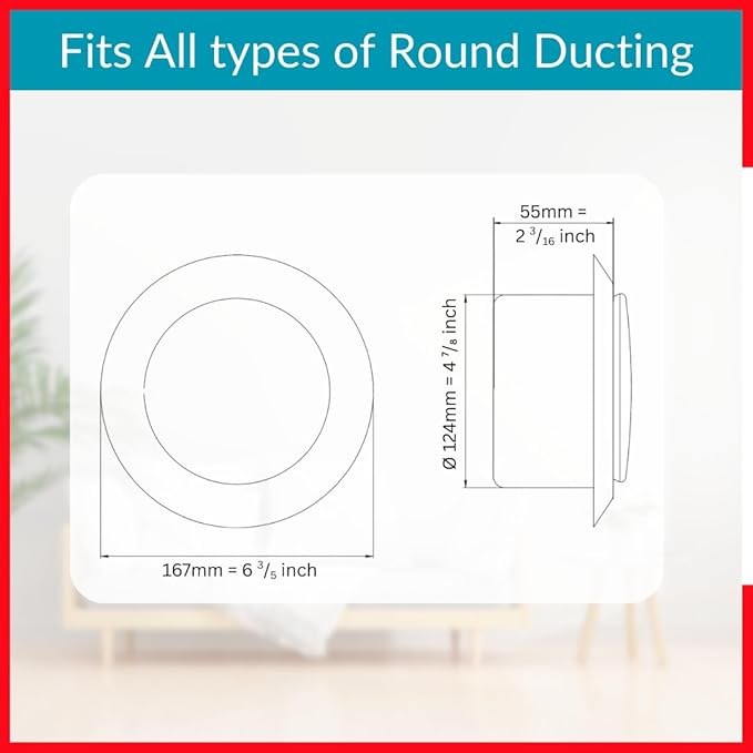 5 inch Stainless Steel Diffuser - Adjustable Vent for Wall - Ceiling Duct Cover - Exhaust Air Valve - Round Ventilation Covers for Bathroom Kitchen Garage
