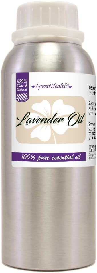 GreenHealth Lavender Essential Oil – 8 fl oz (237 ml) – 100% Pure & Uncut – Aluminum Bottle w/Plug Cap – Lavender Oil for Diffuser, Aromatherapy, Soap Making, Candles & DIY