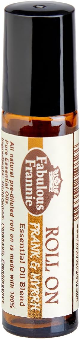 Fabulous Frannie Frankincense and Myrrh Essential Oil Blend Roll On Made with Frankincense, Myrrh, Patchouli & Cedarwood Essential Oils and Coconut Carrier Oil 10ml