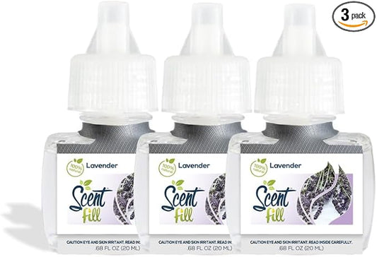 Scent Fill 100% Natural Lavender Plug in Air Freshener, Scented Oil Refills, 3 Refills