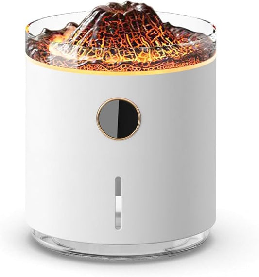 500ml large capacity digital flame jellyfish aromatherapy machine, volcanic flame mist ultrasonic cold mist diffuser, silent operation, suitable for bedrooms, offices, homes, gifts (White)