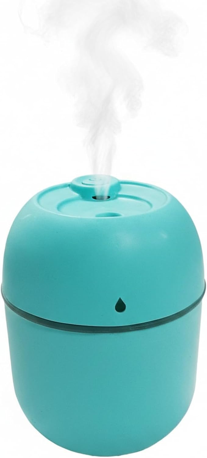 Mini USB Humidifier - Large Capacity, Ultra-Quiet 20dB, 2 Modes (Continuous/Intermittent) with Anti-Dry Burn & Night Light, Nano Mist for Room/Car/Office Desk (<10㎡) (Sky Blue, 220ml)