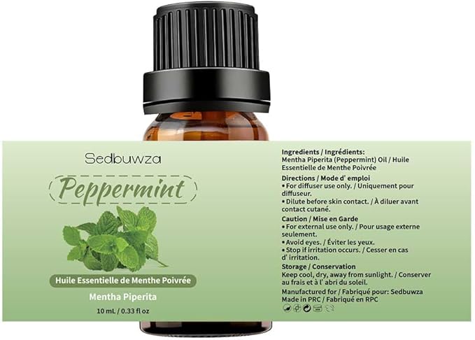 Sedbuwza Lavender Peppermint Essential Oil Set, Lavender Fragrance Oil Peppermint Scent Oil Set for Diffuser, Aromatherapy, Massage, Soap, Candle Making 2 x 10 ml