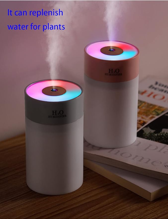 Colorful 260ml Humidifier,USB Power Supply,With 7 Color LED, Air Humidifier,Mini Air Humidifier,Can add essential oil,Suitable for Study Room, Bedroom, Baby Room, Office, Car (White)