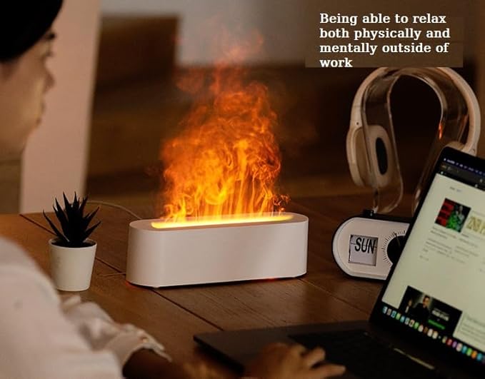 Colorful Flame Fire Diffuser Humidifier, 7 Colors Changing Oil Humidifier, Ultra-Quiet Aroma Essential Oils Aromatherapy Diffusers for Living Room, Bedroom, Office(Timeable, Waterless Auto off-150ml)