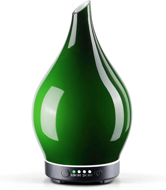 Porseme 150ml Essential Oil Diffuser Glass Color Changing Aroma Air Diffusers Aromatherapy Ultrasonic Cool Mist Humidifier 6 Running Hours Waterless Auto-Off for Sleeping Yoga Office Spa (Hulk Green)