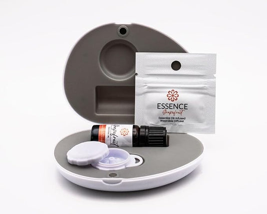 Essence Pearl Travel Case | Grapefruit Essential Oil | Aromatherapy Nasal Diffuser & Essential Oil Carrying Case | Uplifting Citrus Scent | Travel-Friendly Kit | White Pod