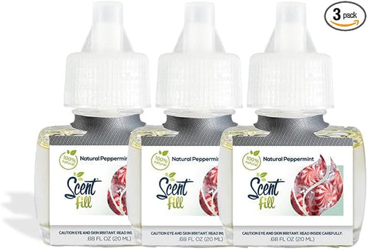 Scent Fill 100% Natural Fresh Peppermint Plug in Refills Air Freshener, Scented Oil Refills, 3 Refills