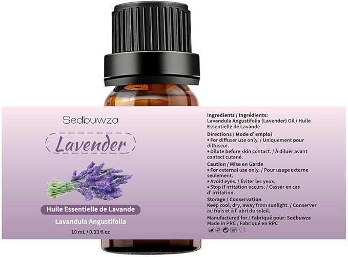 Sedbuwza Lavender Chamomile Essential Oil Set, Lavender Fragrance Oil Chamomile Scent Oil Set for Diffuser, Aromatherapy, Massage, Soap, Candle Making 2 x 10 ml