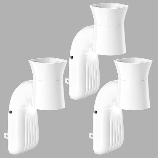 3 Pack Wall Fragrance Plug in with Night Light Compatible with Bath & Body Works Wallflowers, Plug in Aromatherapy Diffuser for Bedroom, Home Fragrance, Relaxing Atmosphere - White