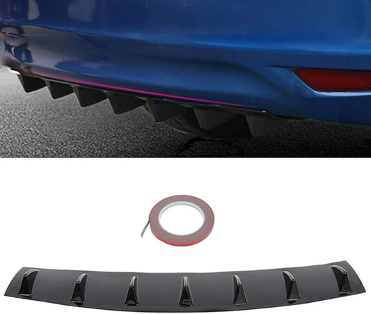 SCITOO Rear Bumper Lip 33" x 6" Universal Glossy Black Rear Lower Bumper Lip Diffuser Spoiler 7 Shark Fin Style