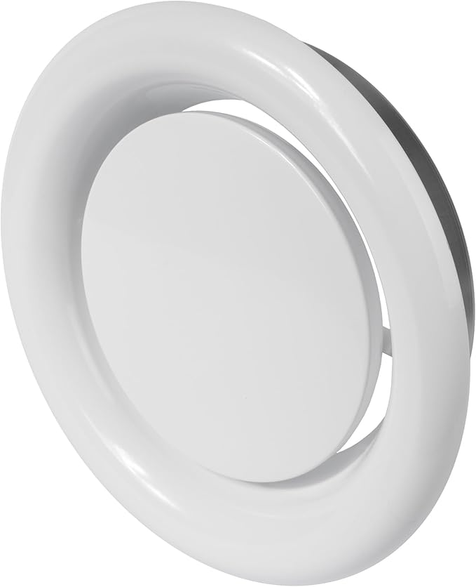 Repa Market ø8" Inch White Steel Exhaust Diffuser with Flange - Soffit Vent Grille - Adjustable Valve for Optimal Airflow - Quiet Duct Air Extraction - Indoor Ventilation - Round Duct Cover