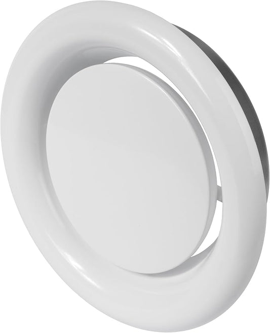 Repa Market ø8" Inch White Steel Exhaust Diffuser with Flange - Soffit Vent Grille - Adjustable Valve for Optimal Airflow - Quiet Duct Air Extraction - Indoor Ventilation - Round Duct Cover