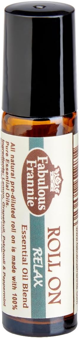 Fabulous Frannie Relax Essential Oil Blend Roll On 10ml Made with Coconut Carrier Oil Oil, Lemon, Grapefruit, Patchouli and Peppermint Essential Oils 10ml