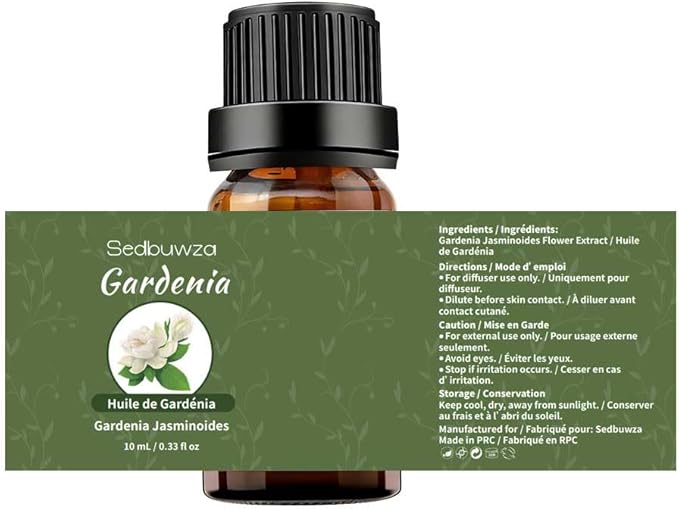 Sedbuwza Gardenia Jasmine Essential Oil Set, Gardenia Fragrance Oil Jasmine Scent Oil Set for Diffuser, Aromatherapy, Massage, Soap, Candle Making 2 x 10 ml