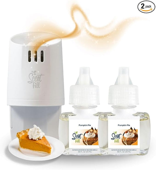 Scent Fill Pumpkin Pie Plug in Air Freshener, Scented Oil Refills, 2 Refills + Diffuser