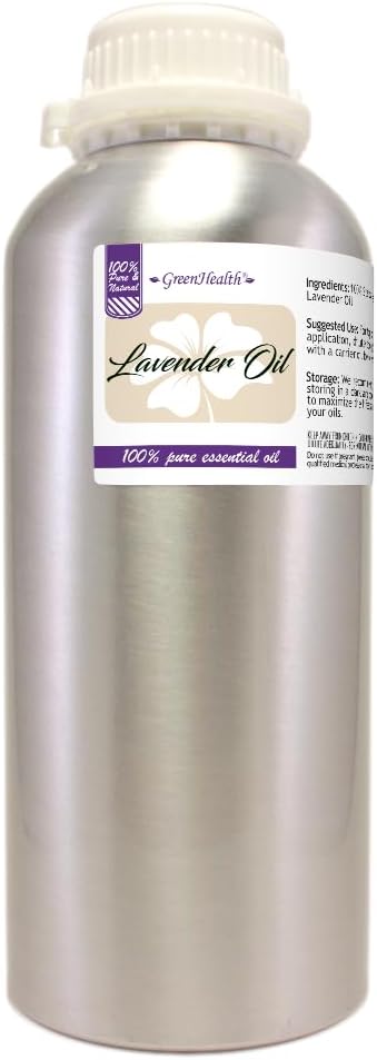 Lavender Essential Oil – 32 fl oz (946 ml) Aluminum Bottle w/Plug Cap - GreenHealth