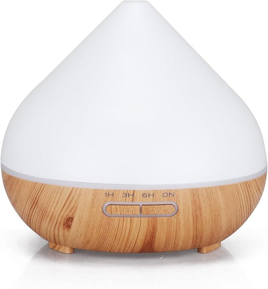 Essential Oil Diffuser, Wood Ultrasonic Cool Mist Humidifier, Ambient Night Light, 400ml Waterless Auto-Off, for Home,Bedroom,Office (Light Wood)