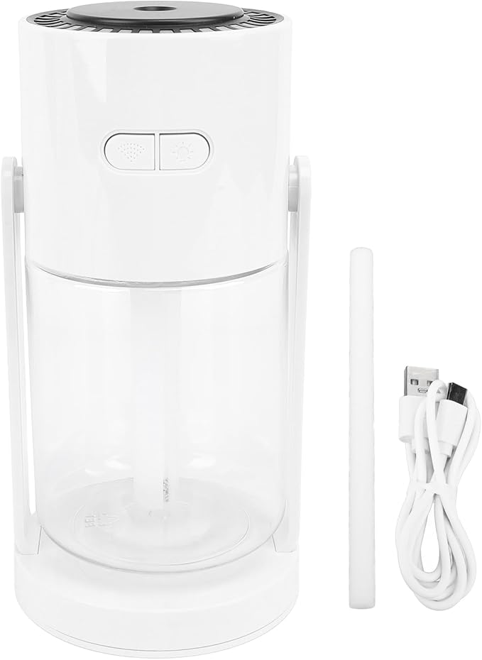 Small Cool Mist Humidifiers Low Noise with Night Light, Mini Desk Humidifier Shaking Head, Portable Humidifiers for Travel Car Office Home Indoor Bedroom, White Pink (White)