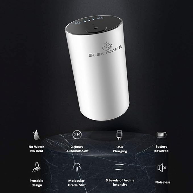 Sentiment Diffuser, Waterless Diffusers for Essential Oils - Diffusers for Home, No Water & Portable & Smart & Cordless Design, for Cold Mist (White)