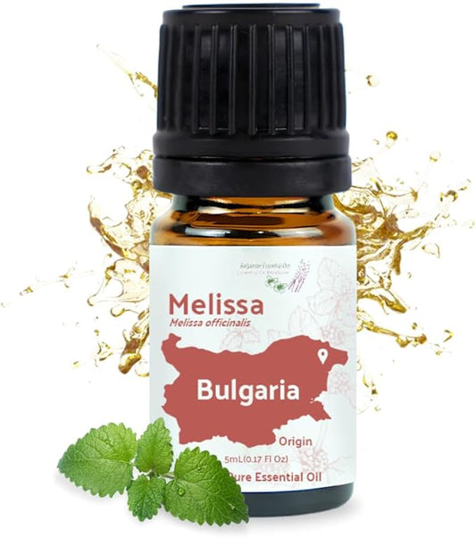 Melissa Essential Oil - Direct from Bulgarian Sustainable Farms - Steam Distilled - Aceite Toronjil for Aromatherapy, Massage, Diffuser, DIY Candle and Soap Making - 5ml