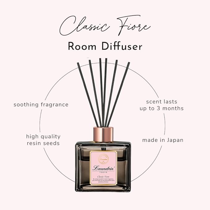 Laundrin Room Diffuser for Home - Scent Diffuser forHome, Room Freshener and Shelf Decor - Elegant HomeFragrance, Ideal Reed Diffusers for Home, Office, and LivingRoom - 80ml, Classic Fiore