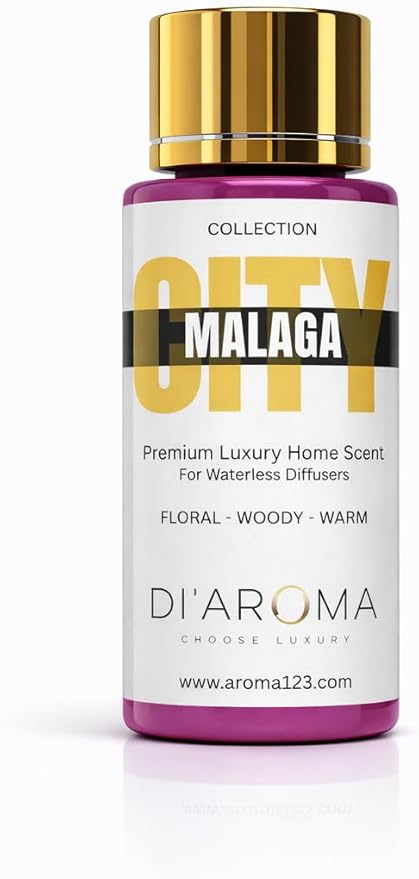 Di'Aroma Aroma Oil Blend Malaga 60ml 2 Fl Oz – Premium Diffuser Oil for Home, Waterless & Essential Oil Diffusers, Long Lasting Home Fragrance, City Collection, Made in USA (2 Fl Oz, Malaga)