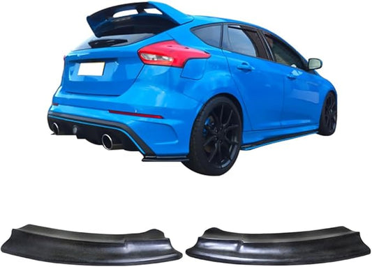 IKON MOTORSPORTS Rear Aprons, Compatible with 2016-2018 Ford Focus RS, Black PU Rear Bumper Lip Lower Side Spat Valance Winglet Canard Protector 2PCS
