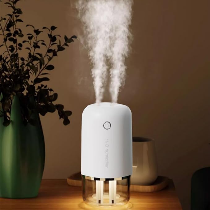 Cool Mist Humidifiers USB Desktop Humidifier with Night Light with 3 Mist Modes Low Energy Home Easy to Clean,for & Essential Oil Diffuser 360 Rotation Nozzle(Snowflake White)