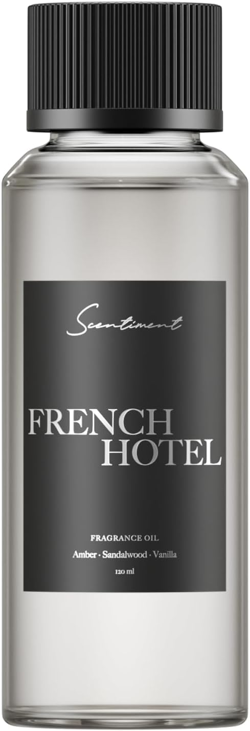 Scentiment French Hotel Diffuser Oil – Amber, Sandalwood, Vanilla Scent for Diffusers, Fragrance Oil – 4.06 fl oz (120 mL)
