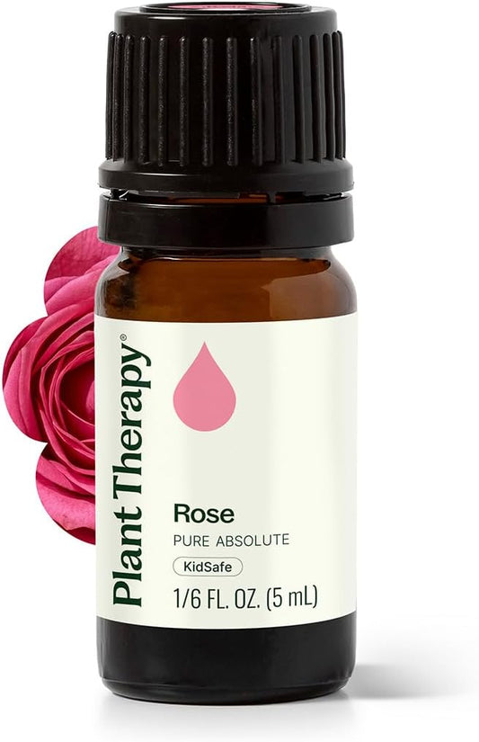 Plant Therapy Rose Absolute Essential Oil, 5 mL (1/6 oz), 100% Pure, Undiluted, Calming & Emotionally Grounding, Great Essential Oil for Skincare
