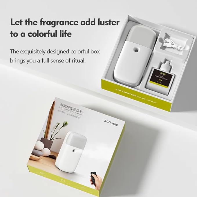Andusic Smart Waterless Aroma Diffuser 168ml – Wall-Mounted, Silent, Remote-Controlled, Automatic Shutoff, for Home & Office – 200 sq ft Coverage