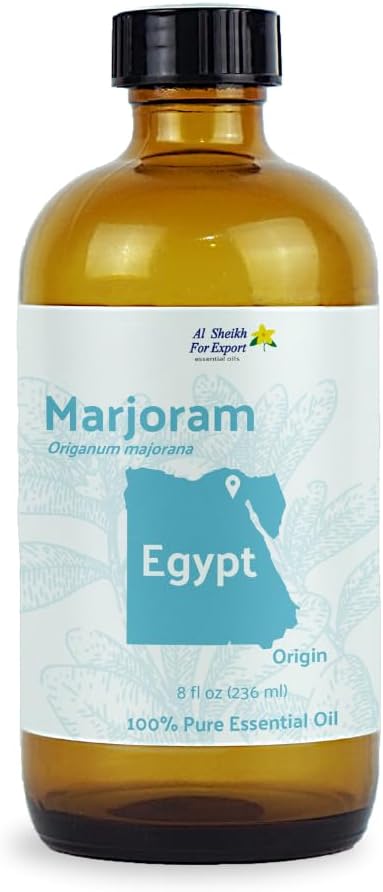 Marjoram Essential Oil - Direct from Al Sheikh for Export Egypt - Steam Distilled - Aceite de Mejorana for Aromatherapy, Massage, Diffuser, DIY Candle and Soap Making - 8oz