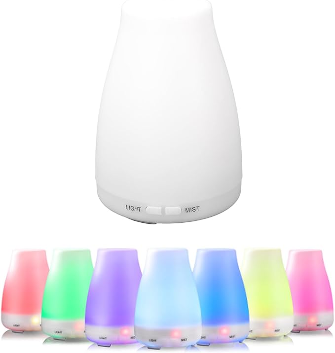 Yoidesu Mini Essential Oil Diffuser Wood Grain 100ml with Auto Spray Portable for Bedroom Office, Waterless Shut Off, Gift