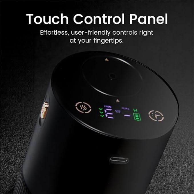 Waterless Diffuser for Essential Oil, Car Diffsuer, Aluminum Alloy & Fabric, 0.33 Fl Oz/ 10mL, Waterless Diffusers, Scent Diffuser with Timer & 4 Mist Levels for Home, Room, Car, Office - Black
